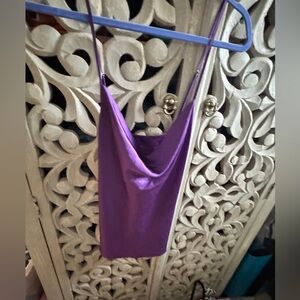 Purple Satin Cowl Neck Top